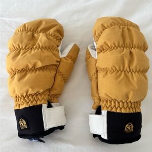 Hestra Kids Mittens - Tan and Black W/White Leather